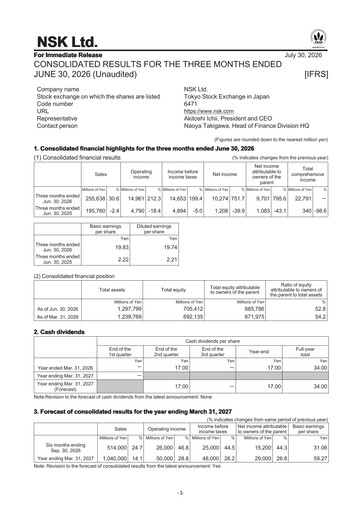 Thumbnail NSK Ltd. Quarterly Report 2026-q1