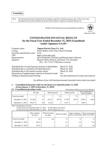 Thumbnail Nippon Electric Glass Financial Report 2025