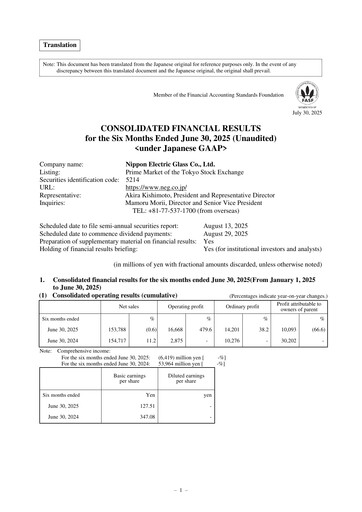 Thumbnail Nippon Electric Glass Half-year Report 2025-h1