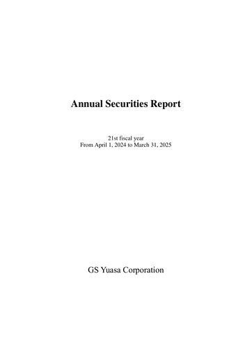 Miniature GS Yuasa Corporation Rapport annuel 2025