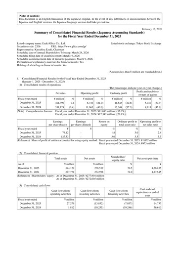 Thumbnail Ezaki Glico Co., Ltd. Financial Statement 2025