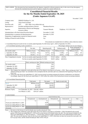 Miniature NIKKON Holdings Rapport semestriel 2025