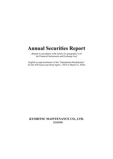 Thumbnail Kyoritsu Maintenance Co., Ltd. Annual Report 2025-2026