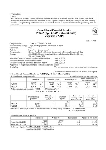 Thumbnail JAPAN MATERIAL Co., Ltd. Financial Report 2025-2026