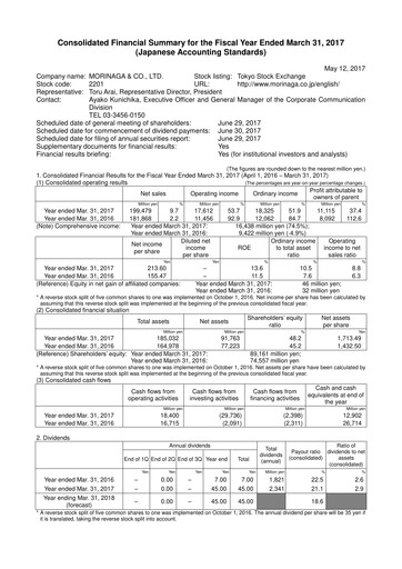 Vorschaubild Morinaga & Company Finanzmitteilung 2016-2017
