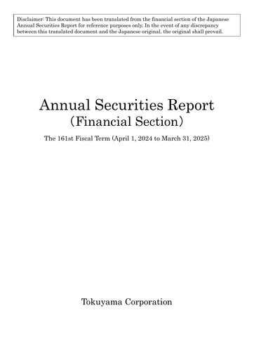 Thumbnail Tokuyama Corporation Financial Statement 2025