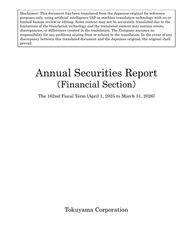 Thumbnail Tokuyama Corporation Financial Statement 2026