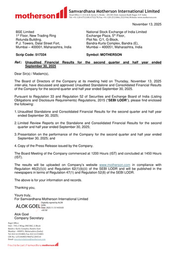 Thumbnail Samvardhana Motherson Quarterly Report 2025-q2