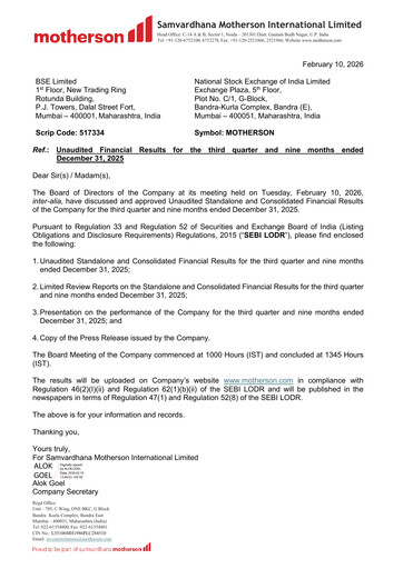 Thumbnail Samvardhana Motherson Quarterly Report 2025-q3