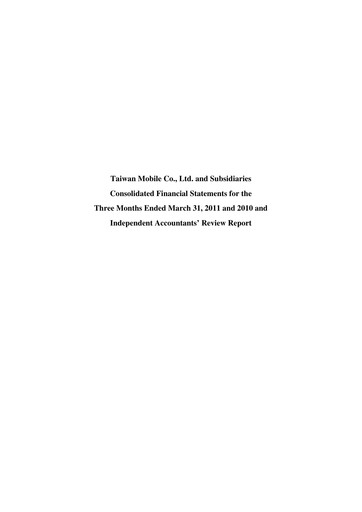 Miniature Taiwan Mobile
 Rapport trimestriel 2011-q1