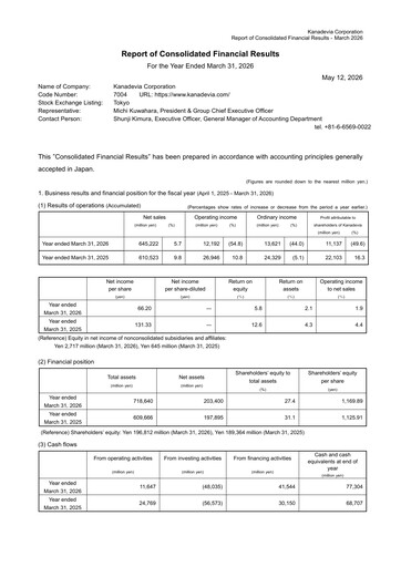 Thumbnail Kanadevia Corporation Financial Report 2025-2026