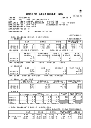Thumbnail Fukuyama Transporting Financial Report 2026