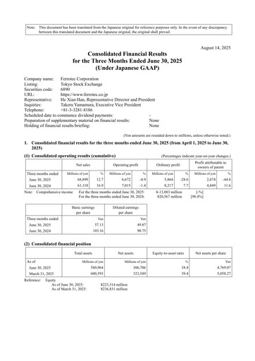 Thumbnail Ferrotec Holdings Corporation Quarterly Report 2026-q1