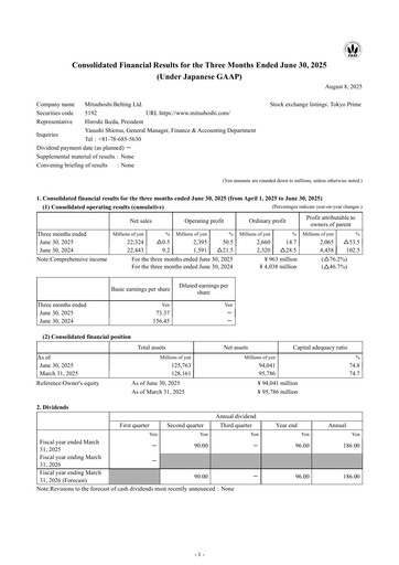 Thumbnail Mitsuboshi Belting Quarterly Report 2025-q1