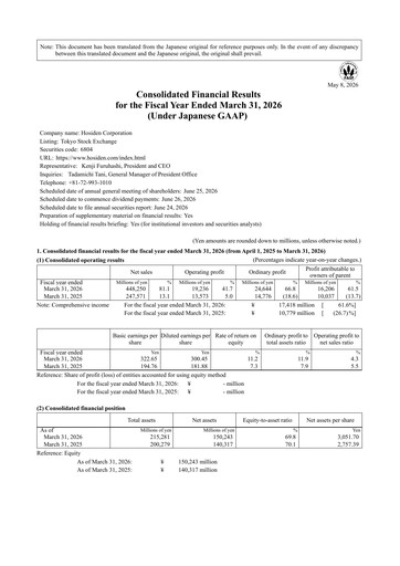 Thumbnail Hosiden Corporation Financial Report 2025-2026