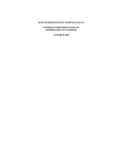 Thumbnail Kuwait Reinsurance Company Quarterly Report 2022-q1