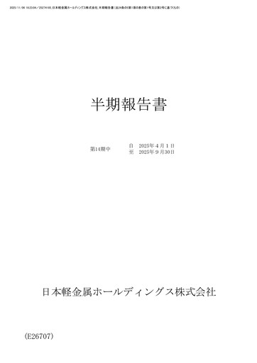 Miniature Nippon Light Metal Holdings Company Rapport semestriel 2025-h1