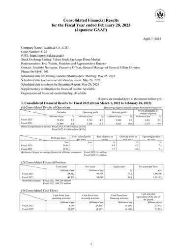 Vorschaubild Wakita & Co.,LTD. Finanzbericht 2022-2023