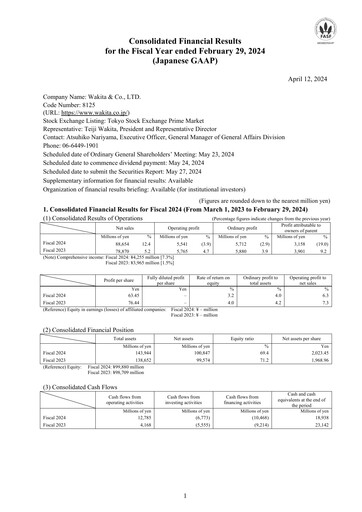 Vorschaubild Wakita & Co.,LTD. Finanzbericht 2023-2024