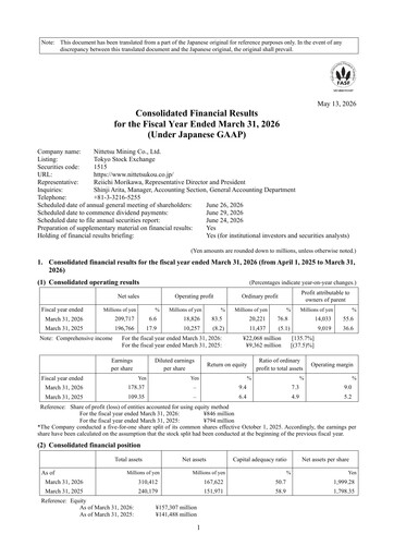 Vorschaubild Nittetsu Mining Finanzmitteilung fy2026