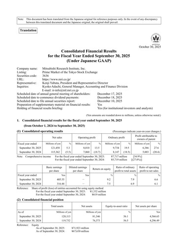 Miniature Mitsubishi Research Institute Bilan financier 2025