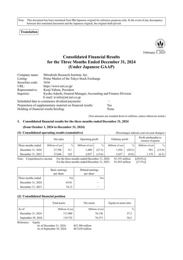 Miniature Mitsubishi Research Institute Rapport trimestriel 2025-q1