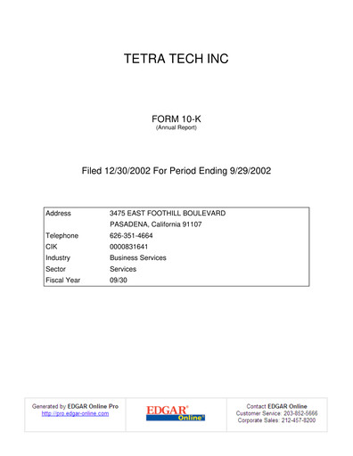 Thumbnail Tetra Tech
 Annual Report 2002