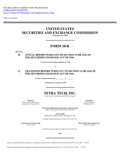 Thumbnail Tetra Tech
 Annual Report 2009