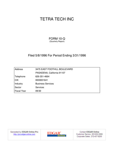 Thumbnail Tetra Tech
 Quarterly Report 1996-q2