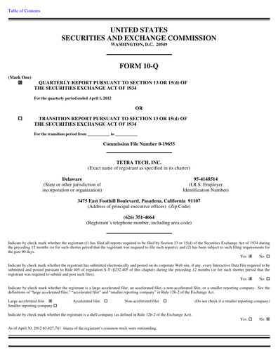 Thumbnail Tetra Tech
 Quarterly Report 2012-q2
