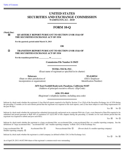 Thumbnail Tetra Tech
 Quarterly Report 2013-q2