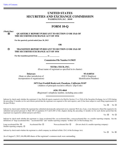 Thumbnail Tetra Tech
 Quarterly Report 2013-q3