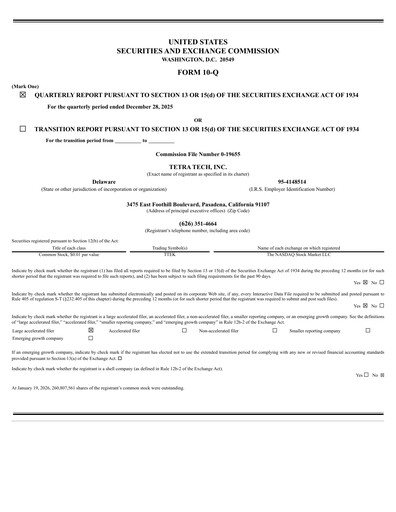 Thumbnail Tetra Tech
 Quarterly Report 2026-q1
