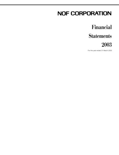 Thumbnail NOF Corporation Financial Statement fy2003