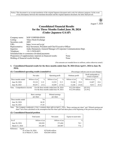 Miniature NOF Corporation Rapport trimestriel 2024-q1