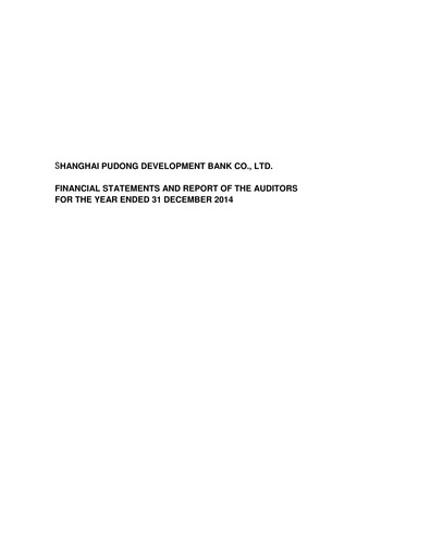 Thumbnail Shanghai Pudong Development Bank
 Financial Statement 2014