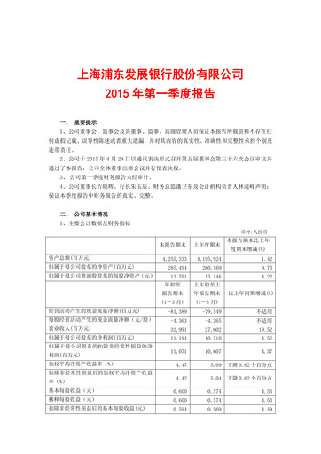 Vorschaubild Shanghai Pudong Development Bank
 Quartalsbericht 2015-q1