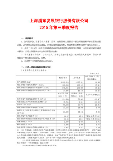 Vorschaubild Shanghai Pudong Development Bank
 Quartalsbericht 2015-q3