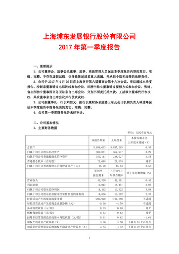 Vorschaubild Shanghai Pudong Development Bank
 Quartalsbericht 2017-q1