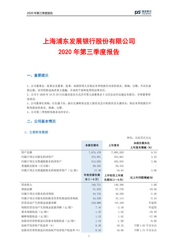 Vorschaubild Shanghai Pudong Development Bank
 Quartalsbericht 2020-q3