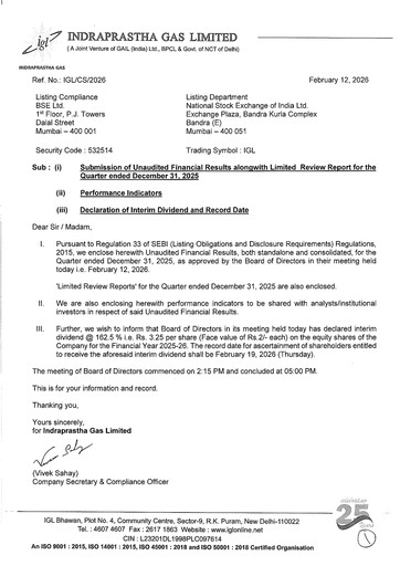 Thumbnail Indraprastha Gas
 Quarterly Report 2025-q3