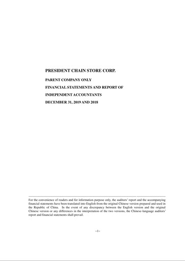 Thumbnail President Chain Store (PSCS) Financial Report 2019
