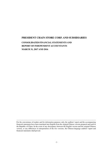 Miniature President Chain Store (PSCS) Rapport trimestriel 2017-q1