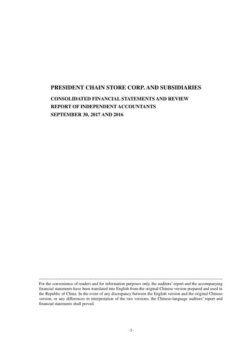 Miniature President Chain Store (PSCS) Rapport trimestriel 2017-q3