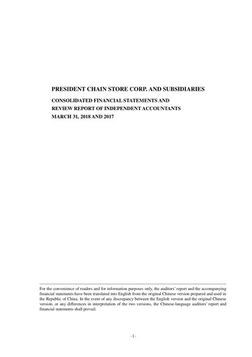 Miniature President Chain Store (PSCS) Rapport trimestriel 2018-q1