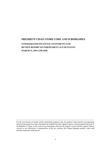 Miniature President Chain Store (PSCS) Rapport trimestriel 2019-q1
