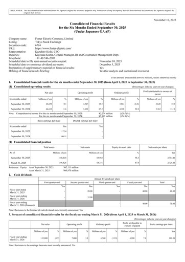 Miniature Foster Electric Company Rapport semestriel 2026-h1