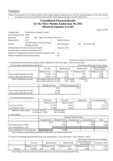 Thumbnail Foster Electric Company Quarterly Report 2023-q1