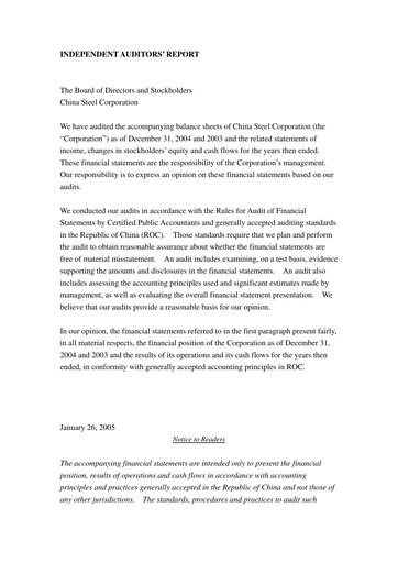 Thumbnail China Steel Financial Statement 2004