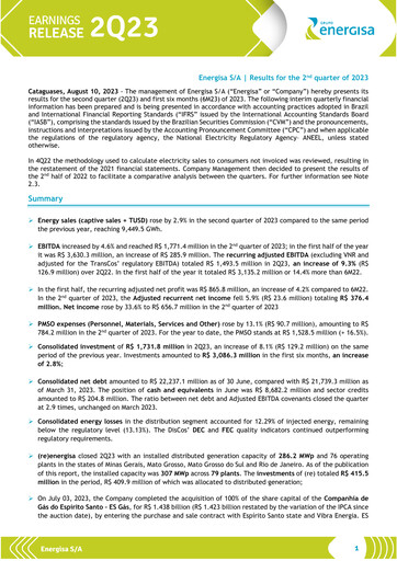 Thumbnail Energisa S.A. Quarterly Report 2023-q2